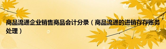 商品流通企业销售商品会计分录（商品流通的进销存存账务处理）