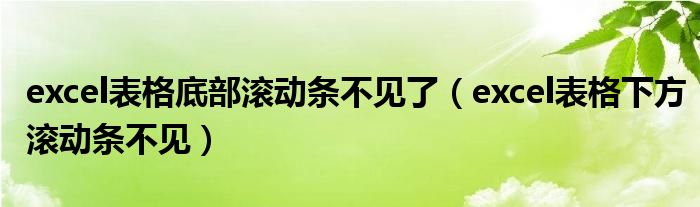 excel表格底部滚动条不见了（excel表格下方滚动条不见）