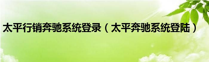 太平行销奔驰系统登录（太平奔驰系统登陆）