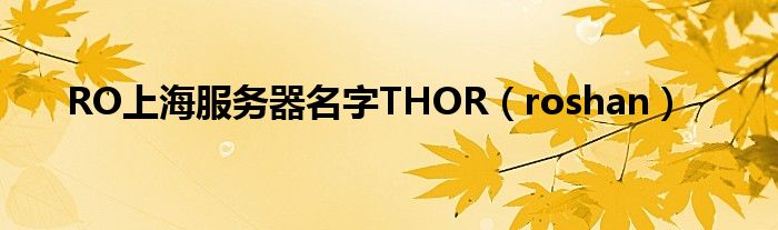 RO上海服务器名字THOR（roshan）