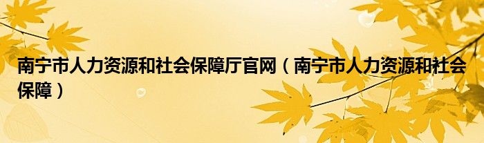 南宁市人力资源和社会保障厅官网（南宁市人力资源和社会保障）