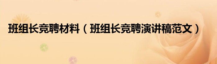 班组长竞聘材料（班组长竞聘演讲稿范文）