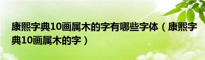 康熙字典10画属木的字有哪些字体（康熙字典10画属木的字）