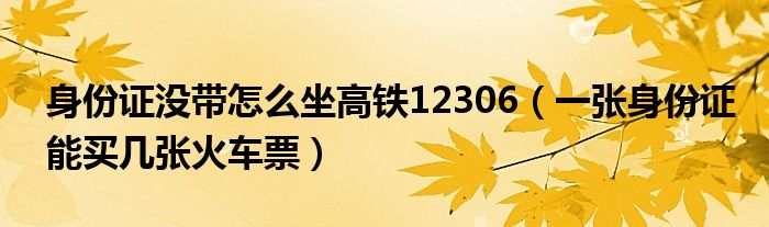 身份证没带怎么坐高铁12306（一张身份证能买几张火车票）