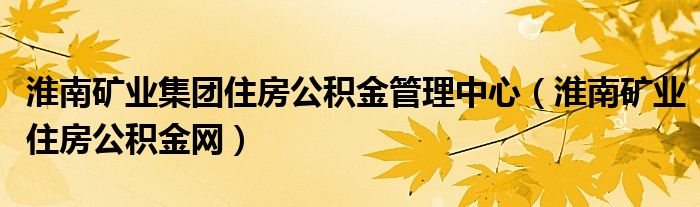 淮南矿业集团住房公积金管理中心（淮南矿业住房公积金网）