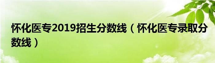 怀化医专2019招生分数线（怀化医专录取分数线）