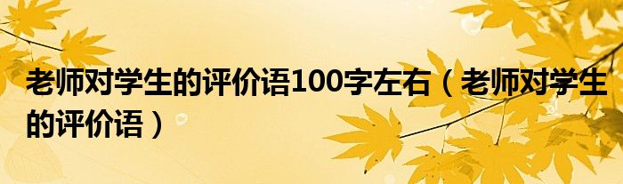 老师对学生的评价语100字左右（老师对学生的评价语）