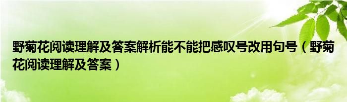 野菊花阅读理解及答案解析能不能把感叹号改用句号（野菊花阅读理解及答案）