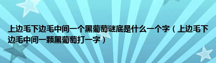 上边毛下边毛中间一个黑葡萄谜底是什么一个字（上边毛下边毛中间一颗黑葡萄打一字）