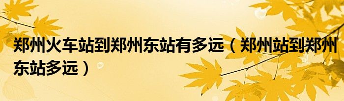 郑州火车站到郑州东站有多远（郑州站到郑州东站多远）