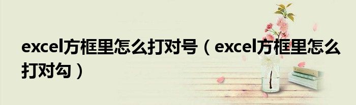 excel方框里怎么打对号（excel方框里怎么打对勾）