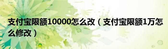 支付宝限额10000怎么改（支付宝限额1万怎么修改）