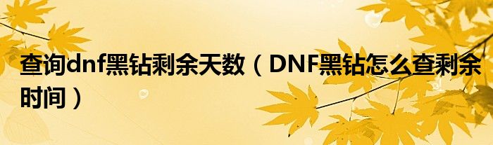 查询dnf黑钻剩余天数（DNF黑钻怎么查剩余时间）