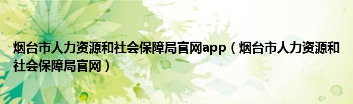 烟台市人力资源和社会保障局官网app（烟台市人力资源和社会保障局官网）