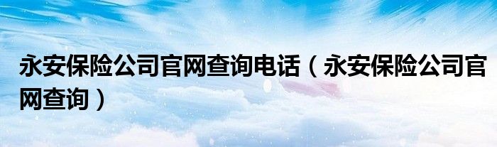 永安保险公司官网查询电话（永安保险公司官网查询）