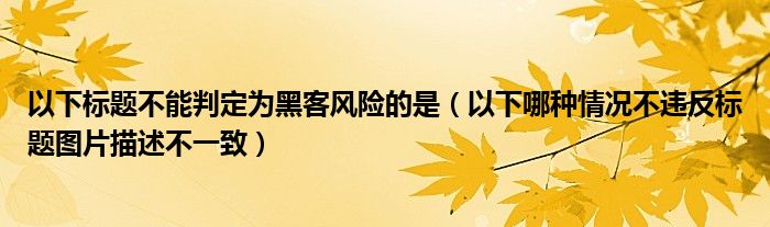 以下标题不能判定为黑客风险的是（以下哪种情况不违反标题图片描述不一致）