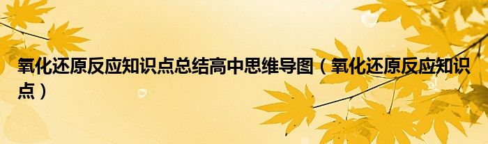 氧化还原反应知识点总结高中思维导图（氧化还原反应知识点）