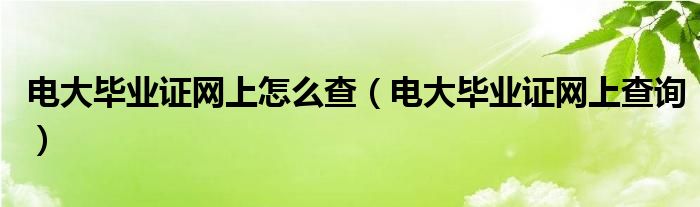 电大毕业证网上怎么查（电大毕业证网上查询）