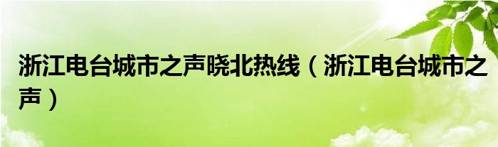 浙江电台城市之声晓北热线（浙江电台城市之声）