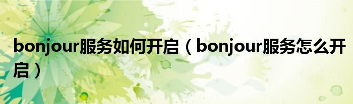 bonjour服务如何开启（bonjour服务怎么开启）