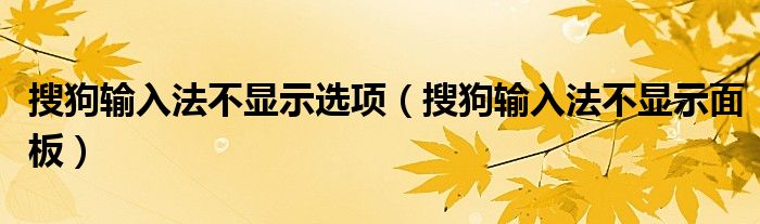 搜狗输入法不显示选项（搜狗输入法不显示面板）