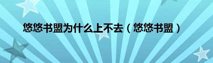 悠悠书盟为什么上不去（悠悠书盟）