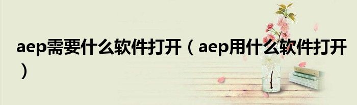 aep需要什么软件打开（aep用什么软件打开）