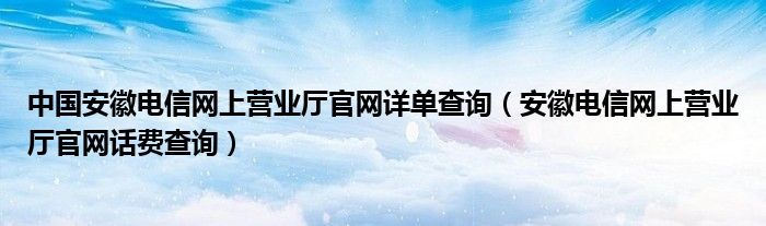 中国安徽电信网上营业厅官网详单查询（安徽电信网上营业厅官网话费查询）