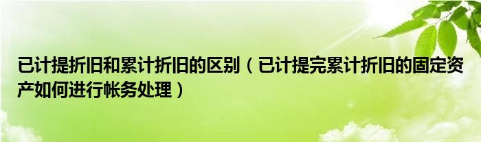 已计提折旧和累计折旧的区别（已计提完累计折旧的固定资产如何进行帐务处理）