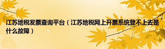 江苏地税发票查询平台（江苏地税网上开票系统登不上去是什么故障）