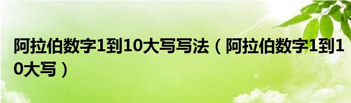 阿拉伯数字1到10大写写法（阿拉伯数字1到10大写）