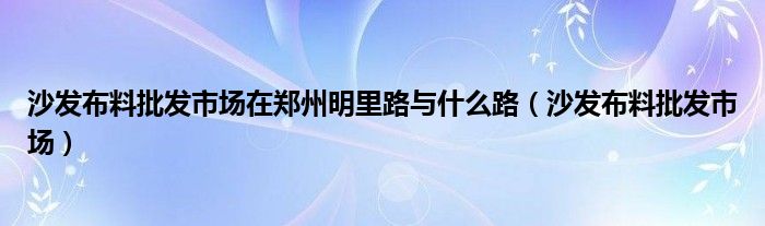 沙发布料批发市场在郑州明里路与什么路（沙发布料批发市场）