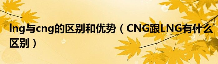 lng与cng的区别和优势（CNG跟LNG有什么区别）