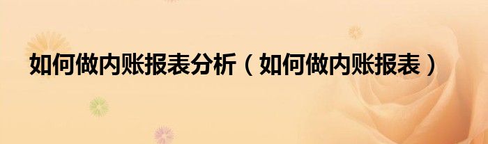 如何做内账报表分析（如何做内账报表）