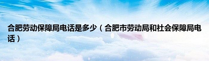 合肥劳动保障局电话是多少（合肥市劳动局和社会保障局电话）