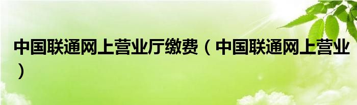 中国联通网上营业厅缴费（中国联通网上营业）