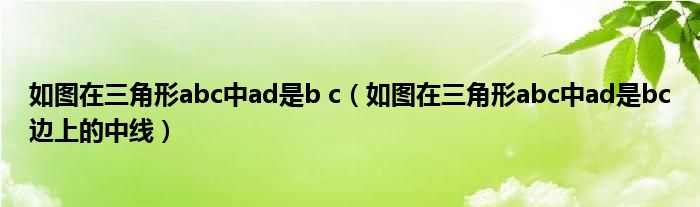 如图在三角形abc中ad是b c（如图在三角形abc中ad是bc边上的中线）