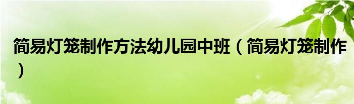 简易灯笼制作方法幼儿园中班（简易灯笼制作）