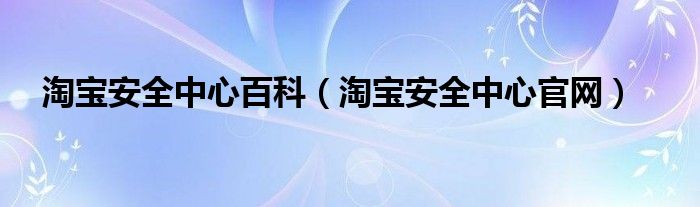 淘宝安全中心百科（淘宝安全中心官网）