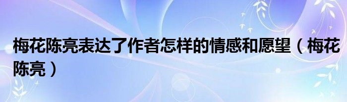 梅花陈亮表达了作者怎样的情感和愿望（梅花陈亮）