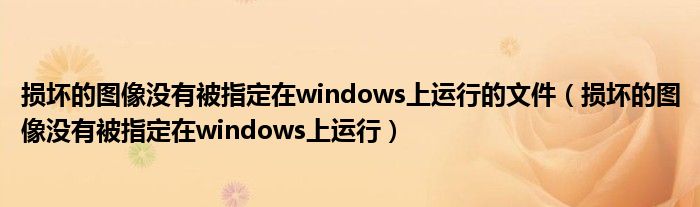 损坏的图像没有被指定在windows上运行的文件（损坏的图像没有被指定在windows上运行）