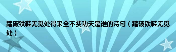 踏破铁鞋无觅处得来全不费功夫是谁的诗句（踏破铁鞋无觅处）