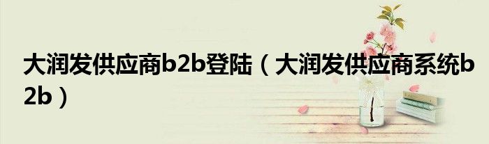 大润发供应商b2b登陆（大润发供应商系统b2b）