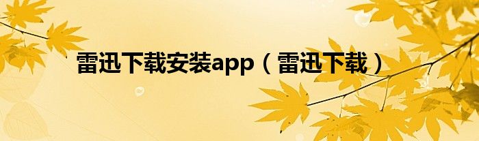 雷迅下载安装app（雷迅下载）