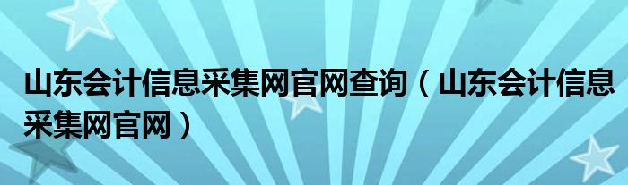 山东会计信息采集网官网查询（山东会计信息采集网官网）