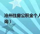 沧州住房公积金个人查询账户余额（沧州住房公积金个人查询）