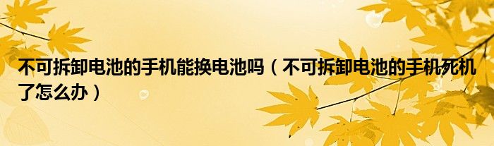 不可拆卸电池的手机能换电池吗（不可拆卸电池的手机死机了怎么办）