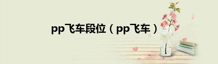 pp飞车段位（pp飞车）