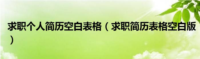 求职个人简历空白表格（求职简历表格空白版）