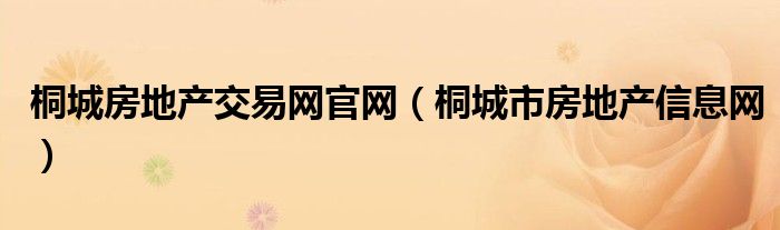 桐城房地产交易网官网（桐城市房地产信息网）